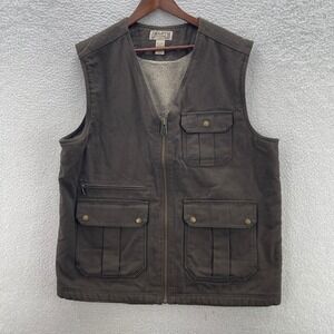 Duluth Trading Co Vest Mens XL Tall Brown Sherpa Lined Canvas Workwear Outdoor